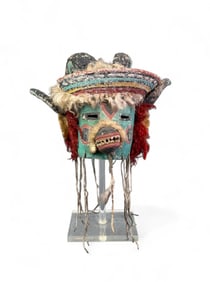 Hopi two horn katsina mask, Early 20th c.