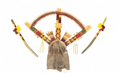 Apache Gan dance mask and wands, 20th c.