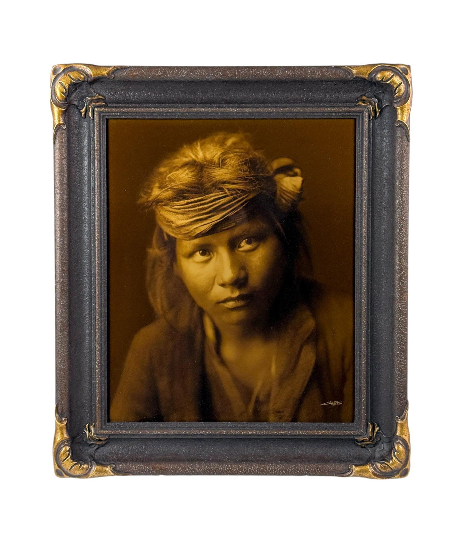 Curtis, "A Son of the Desert," 1904, Photograph.: Curtis, Sheriff Edward (American, 1868-1952). "A Song of the Desert-Navaho." Negative date: 1904. Print date: 1999. Orotone photograph. Centennial Edition Goldtone. Edition (CCP) , 17/100, verso. Prin