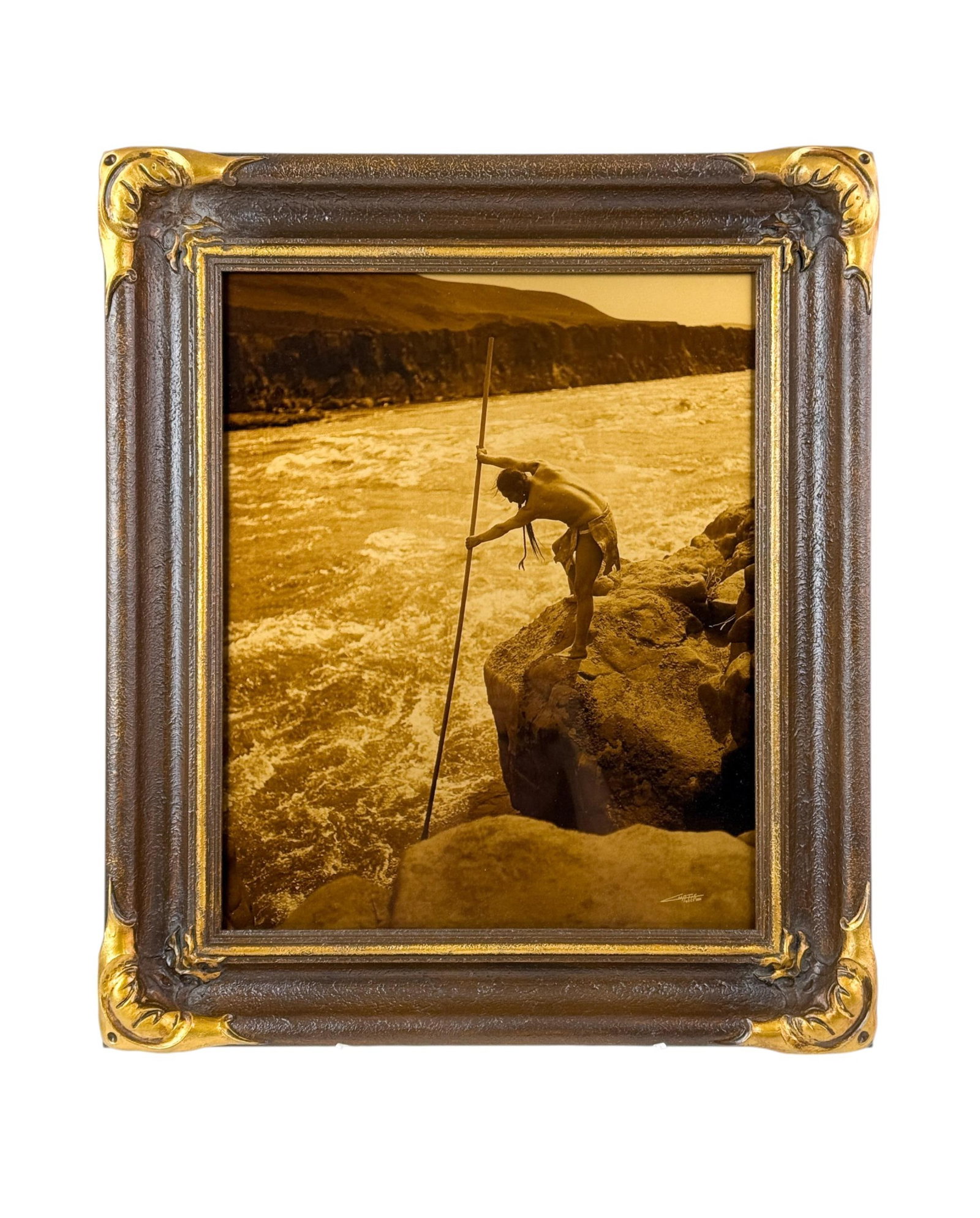 Curtis, "The Fisherman," 1909, Photograph.: Curtis, Sheriff Edward (American, 1868-1952). "The Fisherman. Wisham." Negative date: 1909. Print date: 2006. Orotone photograph. Centennial Edition Goldtone. Edition (CCP) , 11/200, verso. Print size