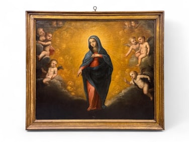School of Murillo, Virgin and Angels, O/C.