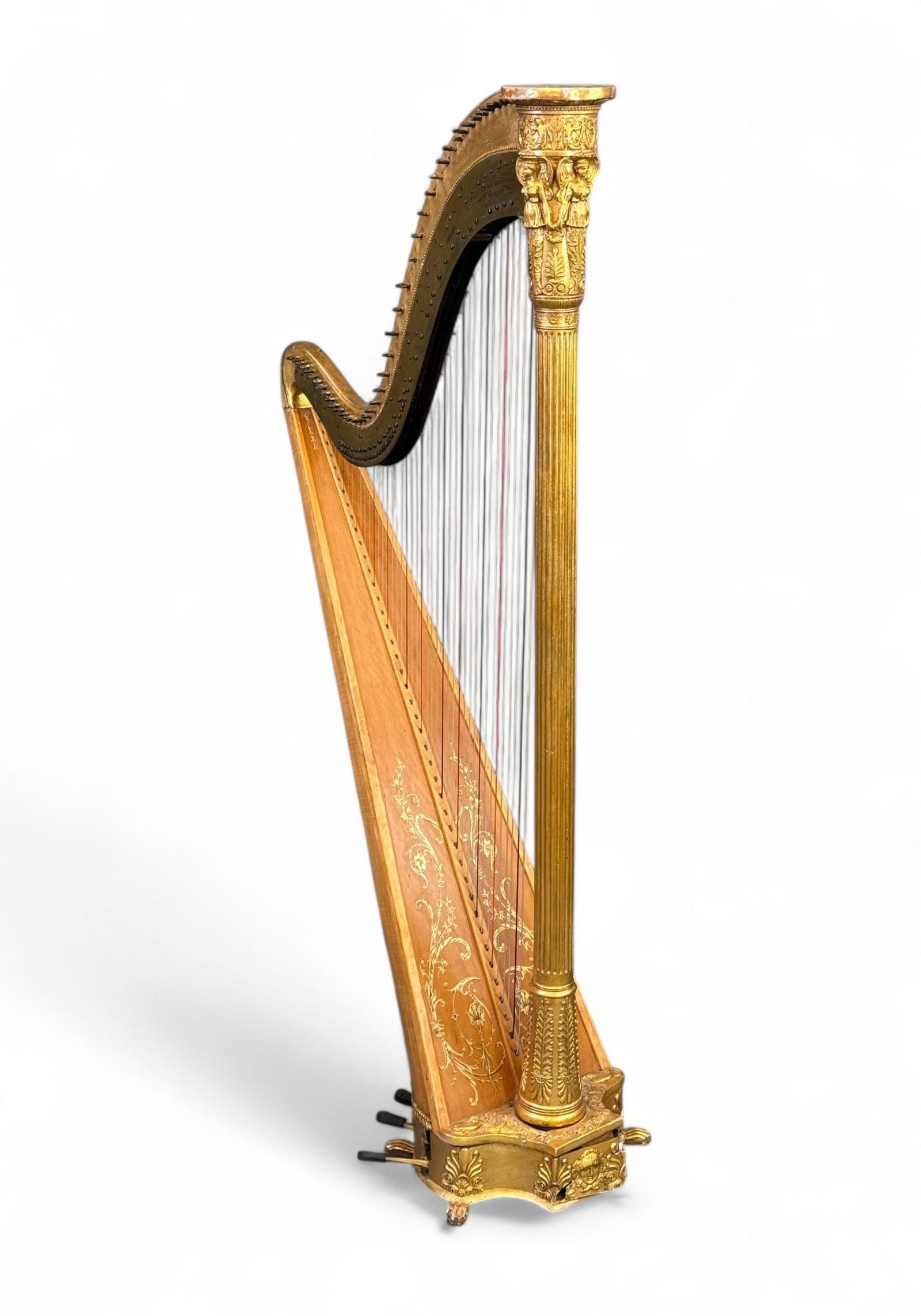 Regency Erard parcel gilt pedal harp. (1 of 11)
