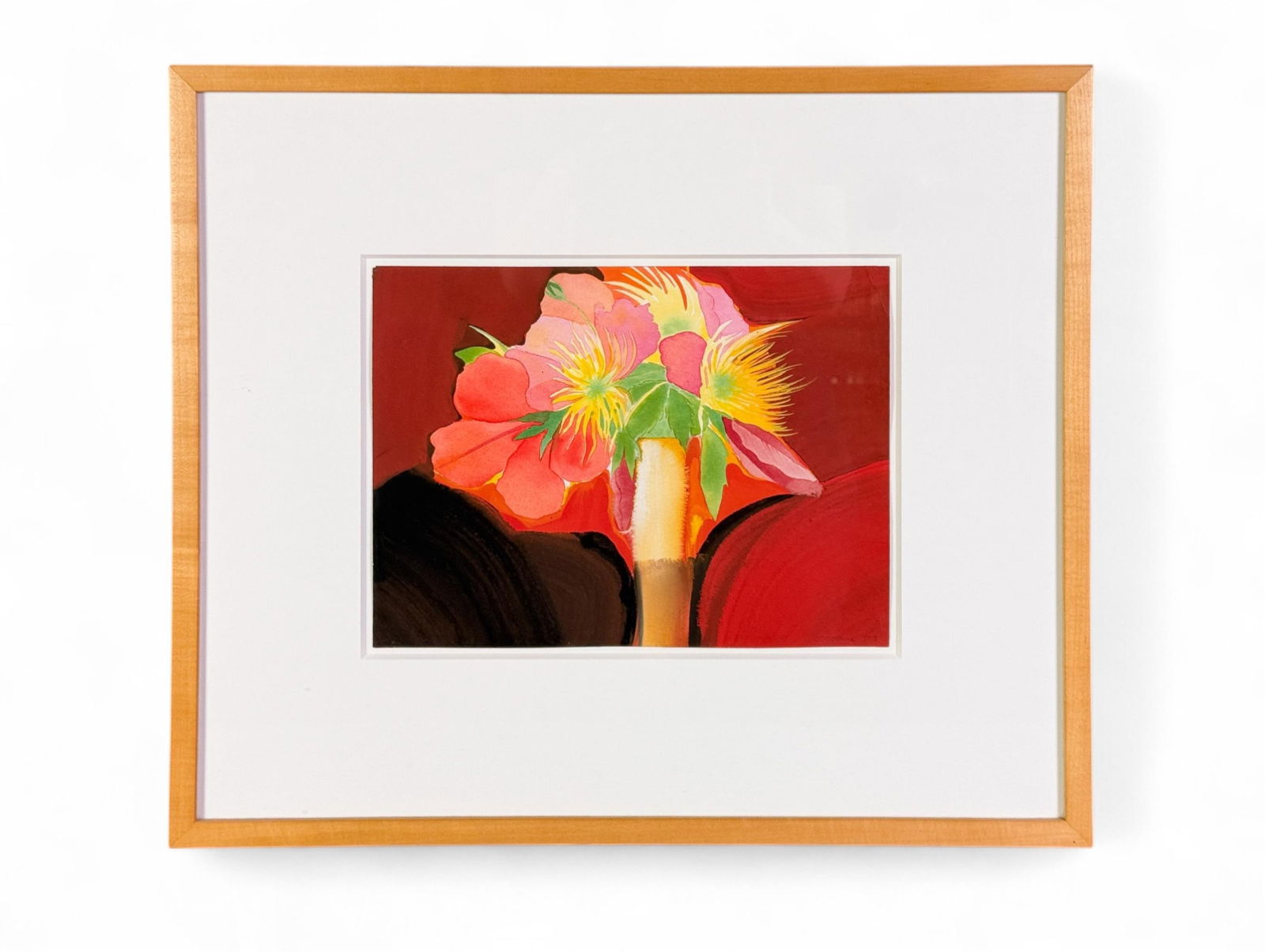 Elizabeth Osborne, "Red," WC/P.: Osborne, Elizabeth (American, b. 1936). "Red." Watercolor on paper. 1991/1992. Signed and dated l.r.. Sight: 9" x 12". Frame: 18 1/4" x 21 1/2". Provenance: Purchased from Jane Haslem Gallery in 1994.