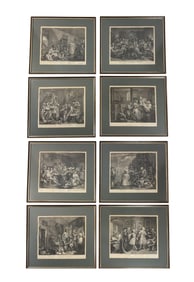 Hogarth,"A Rake's Progress," Suite, Etching.