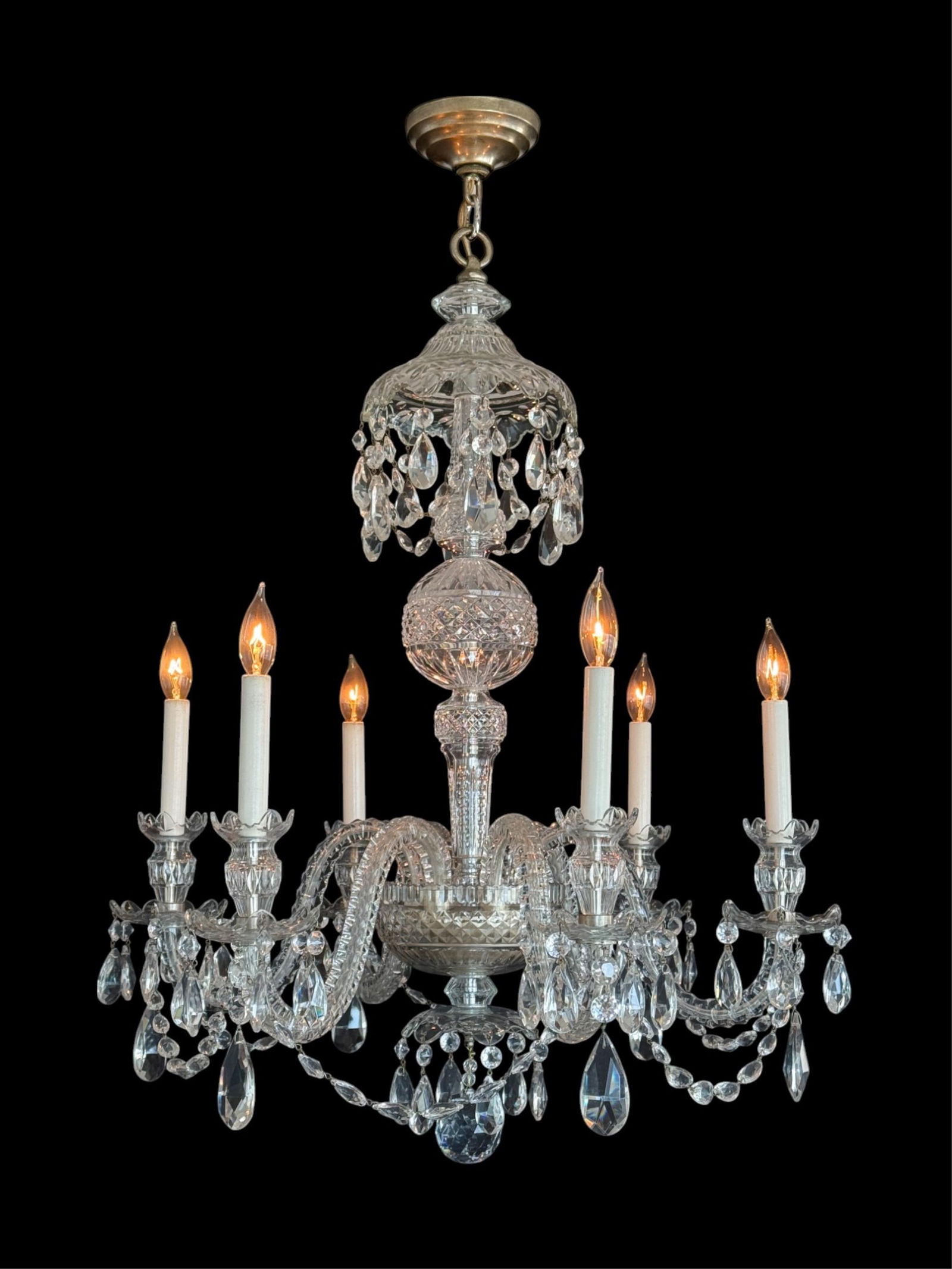 Waterford style cut glass and crystal chandelier. (1 of 7)