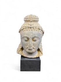 Gandharan gray schist head of Bodhisattva.
