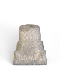 Carved stone pillar base, India.