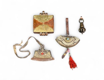 4 Himalayan amulet boxes.