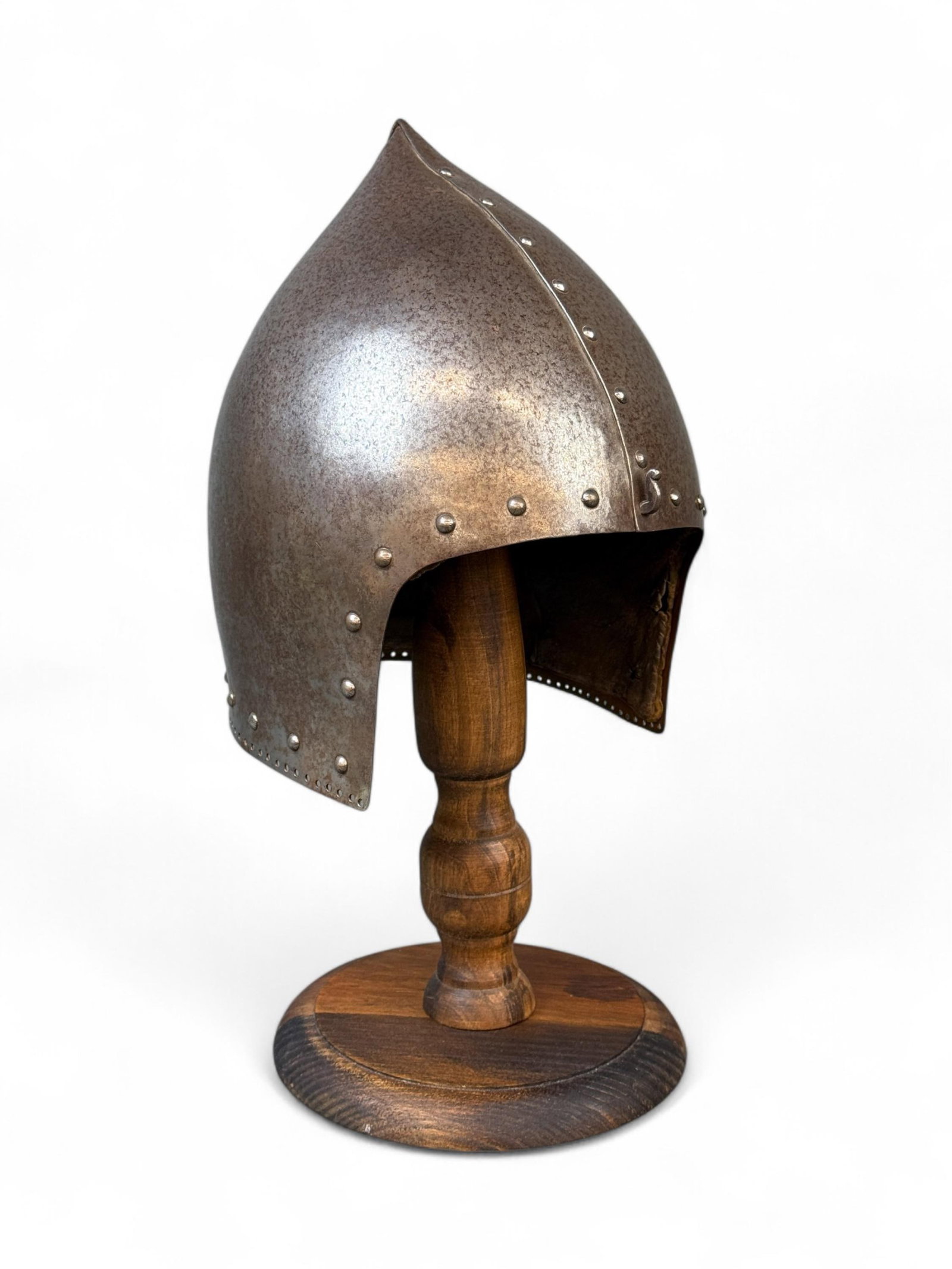 Victorian copy 14th Century bascinet helmet: A Victorian copy of a 14th Century bascinet helmet. 11" x 6 3/4" x 9"
