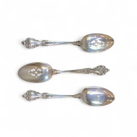 3 Lunt "Delacourt" sterling serving spoons.