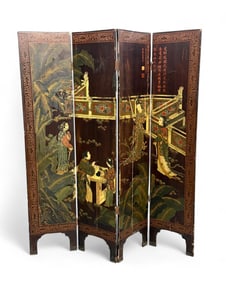 Chinese painted dressing screen.
