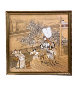 Chinese ancestor procession, Ink on silk, 20th c.