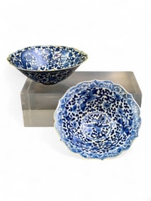 2 Chinese blue and white porcelain bowls.