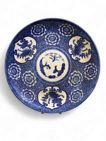 Chinese blue and white porcelain charger, 19th c.