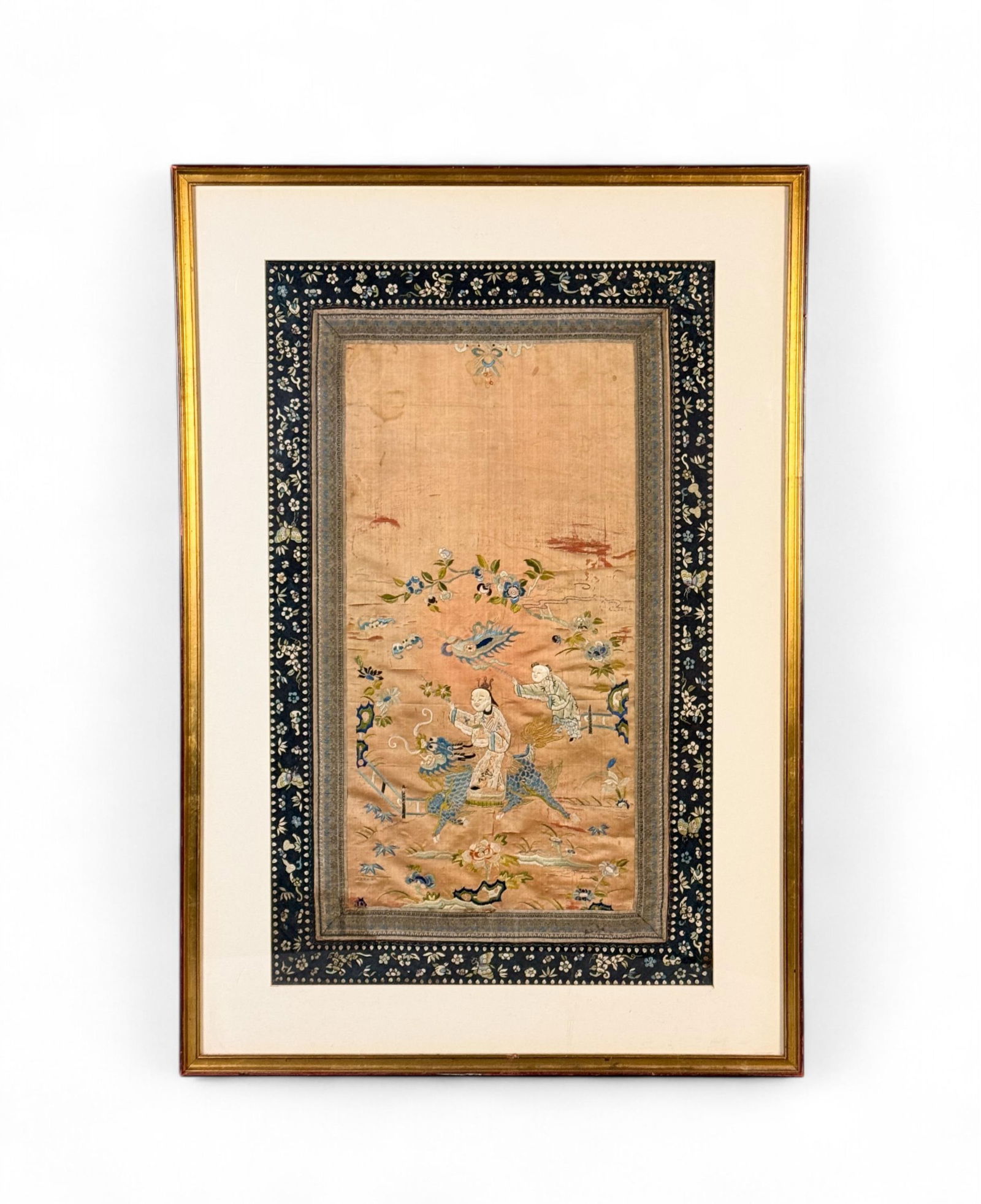 Chinese silk embroidery panel, 19th-20th c. (1 of 4)