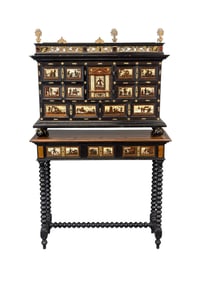 Spanish bargueno desk on table, 19th c.