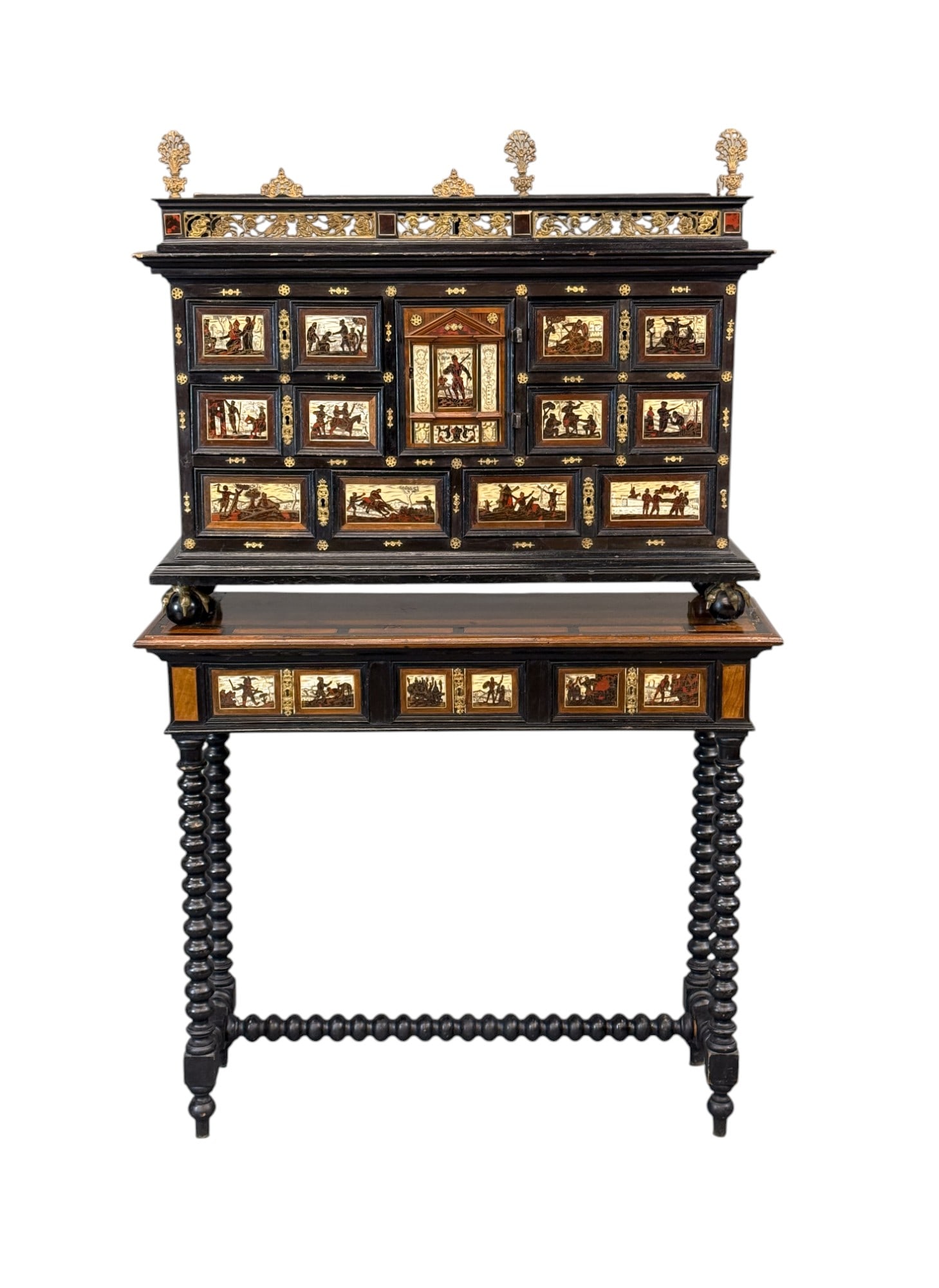 Spanish bargueno desk on table, 19th c. (1 of 17)