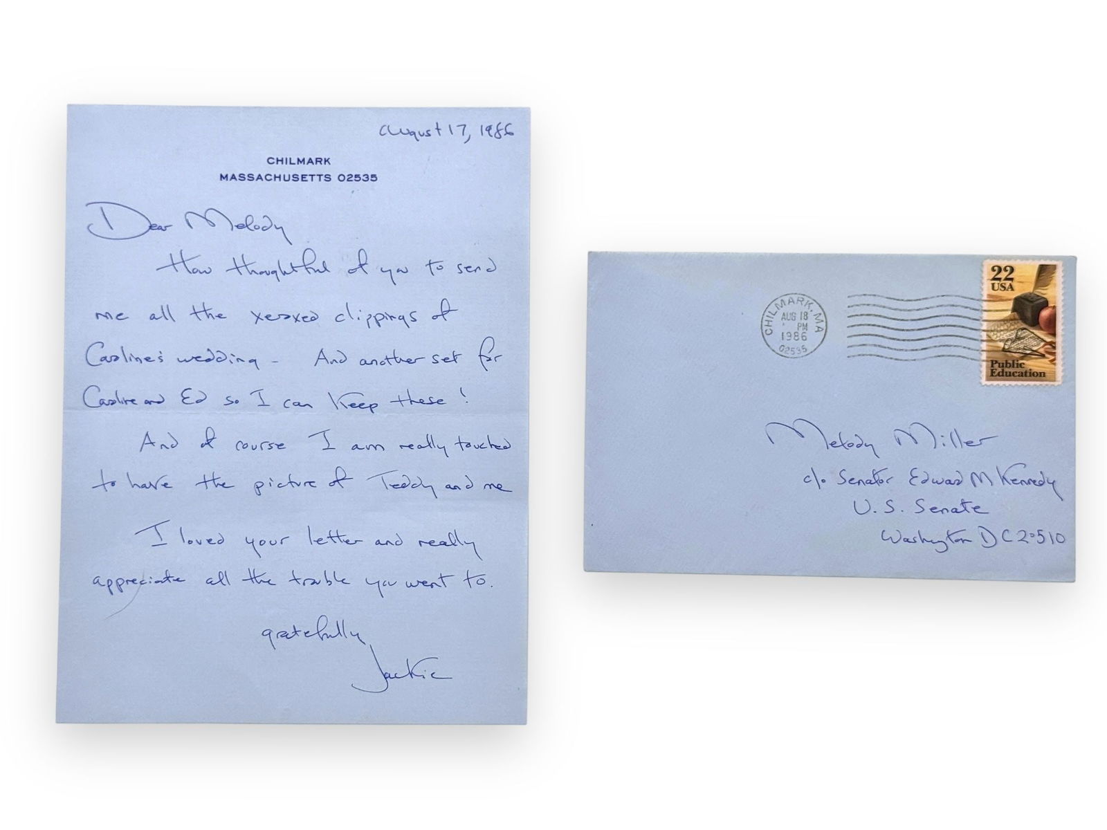 Jackie Kennedy ALS on Caroline's Wedding, 1986. (1 of 2)