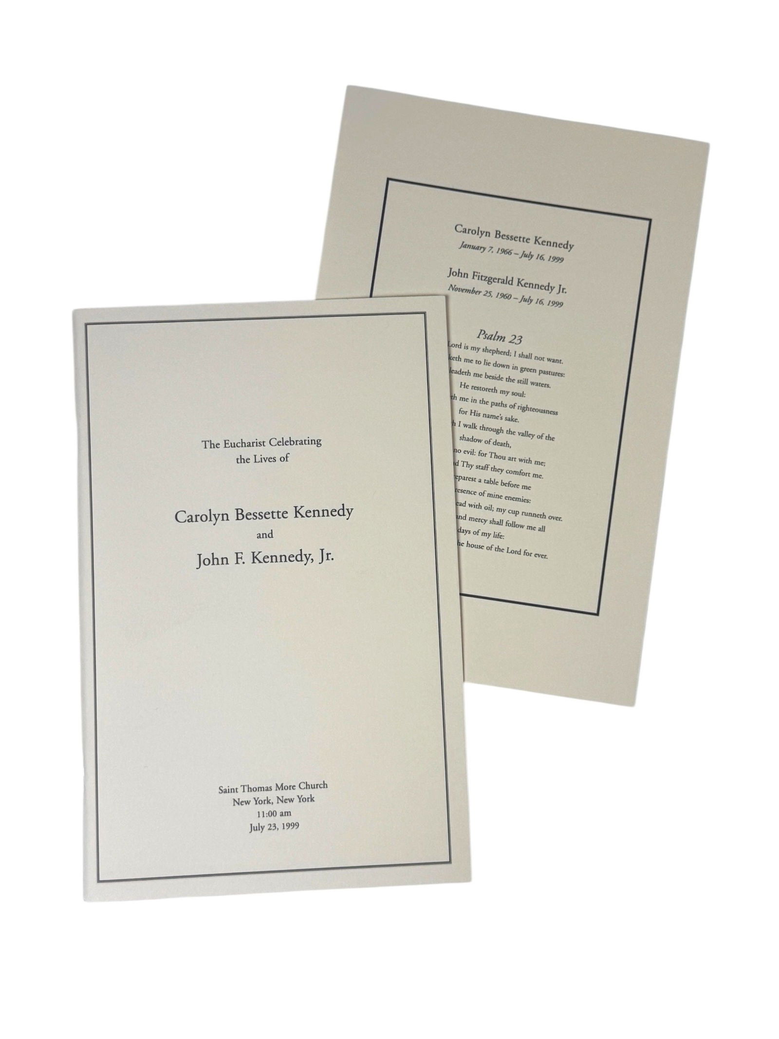 John F Kennedy Jr Carolyn Bessette Funeral Program (1 of 1)