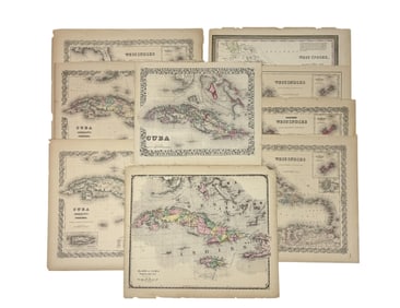 9 Maps Of Cuba and the West Indies.