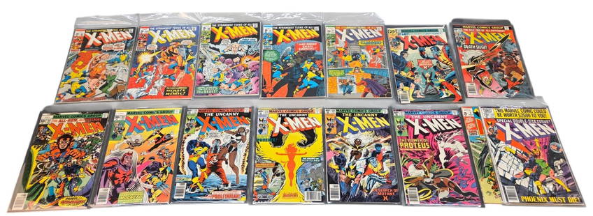 15 Marvel X-Men (1970-80) comics: A group of fifteen Bronze Age Marvel Comics "The Uncanny X-Men" comics. Including #67 (1970), #68 (1971), #69 (1971), #70 (1971), #71 (1971), #100 (1976), #103 (1977), #104 (1977), #107 (1977), #124 (