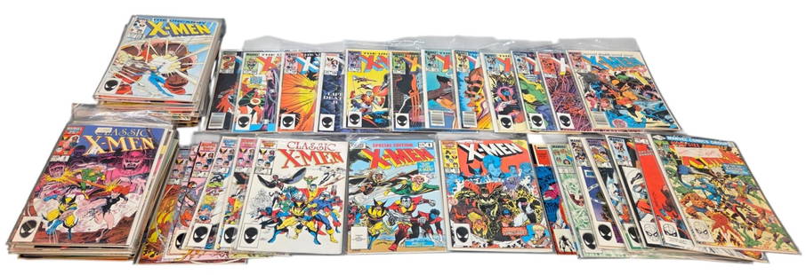 86 Marvel Classic/Uncanny X-Men (1985-89) comics: A group of eighty-six Modern Age Marvel Comics "Classic X-men" and "The Uncanny X-Men" comics.++ 31 issues of Classic X-men. Including #1 (1986), #2 (1986), #3 (1986), two #4 (1986), #5 (1987), #6 (19