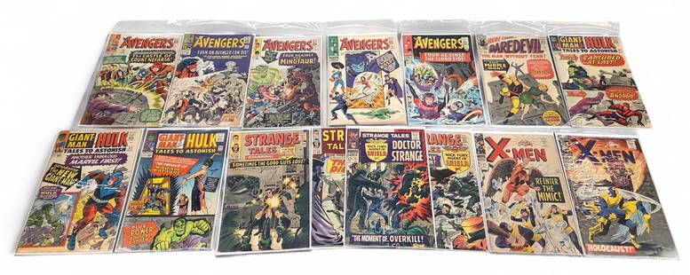15 Marvel comics: A group of fifteen Silver Age Marvel comics. ++ 5 issues of The Avengers #13 (1965), #14 (1965), #17 (1965), #26 (1966), and #27 (1966). ++ Daredevil #4 (1964) ++ 3 issues of Tales to Astonish #61 (19