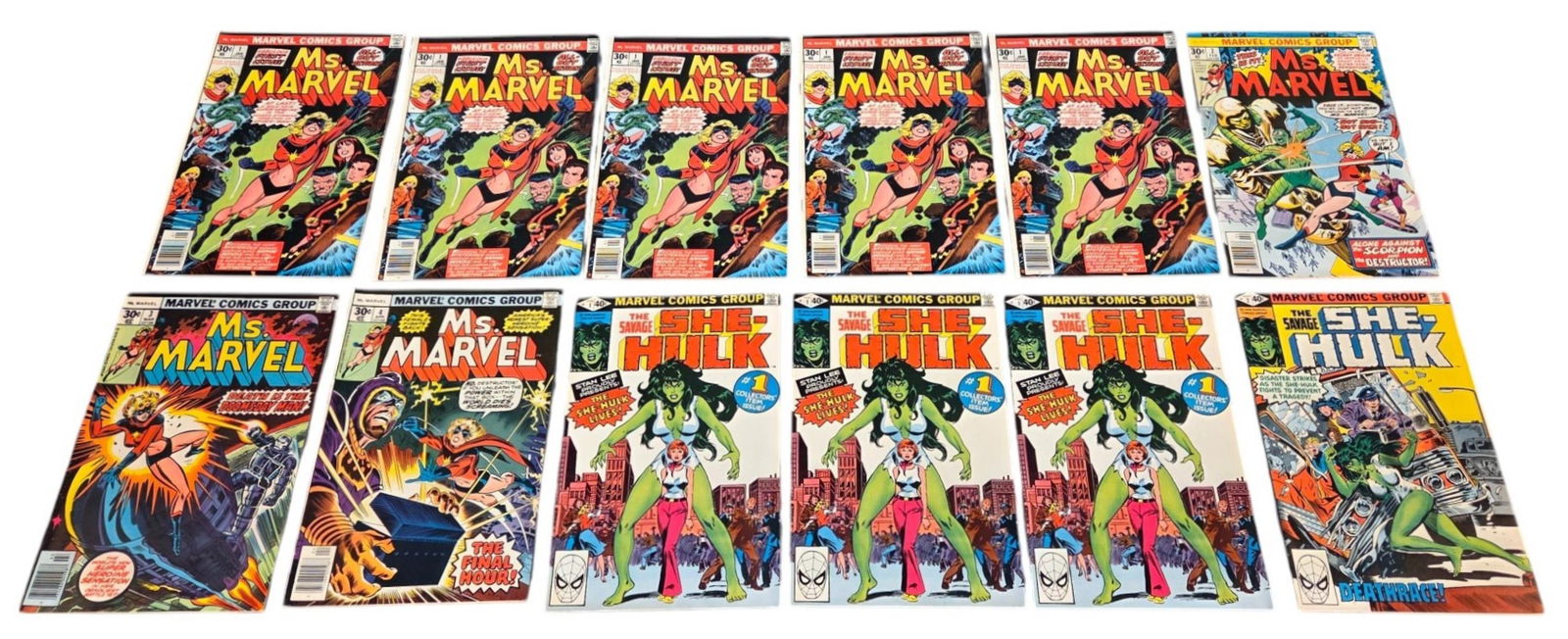 12 Marvel She Hulk & Ms. Marvel (1977-80) comics (1 of 3)