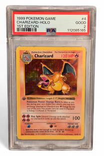 PTCG Base Set  [1st Ed.] Charizard #4  Holo PSA 2: A 1999 WOC Pokemon TCG Base Set [1st Edition] Charizard #4 Holofoil PSA graded 2 Good.