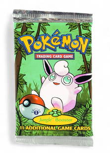PTCG Jungle [1st Ed.] sealed booster pack: A Pokemon TCG Jungle [1st Edition] Wigglytuff sealed booster pack. 21.3