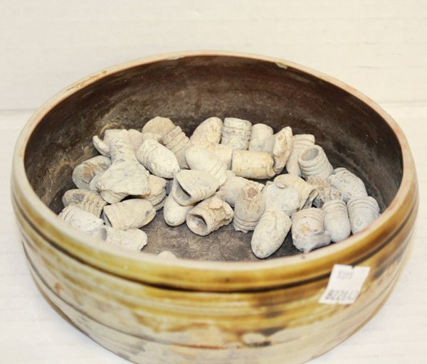 Ceramic bowl with old bullets.: Around 40 pieces. Provenance: Obtained from an estate in the Shenandoah Valley.Obtained from an estate in the Shenandoah Valley.