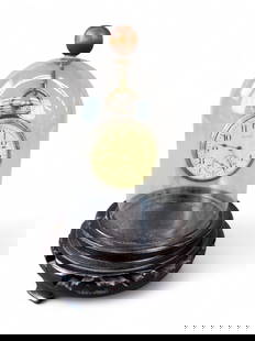 Gen. Brown Elgin pocket watch.: A 1917 Elgin open-face pocket watch, belonging to Lt. Gen. James R. Brown, USAF. Model 7, size 16s, 7 jewels, with Arabic numeral dial, subsidiary seconds dial, and engraved case, housed in a glass