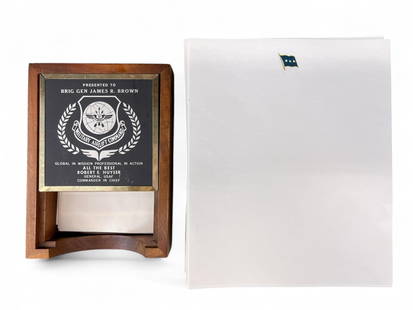Lt. Gen. James R. Brown, USAF stationary.: A collection of Lt. Gen. James R. Brown, USAF stationary. ++ Loose stationary includes two, three, and four-star General Air Force flags at the head. 8 1/2" x 7". ++ Stationary box presented to