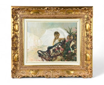 Ugo de Cesare, Girl in the Garden, O/C.