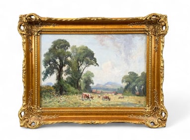 English School, Pastoral landscape, O/C.