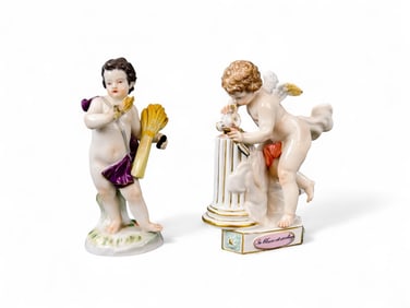 2 Meissen porcelain figures.
