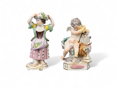 2 Meissen figures.