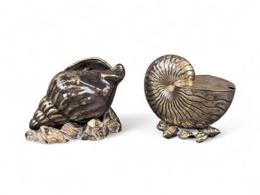 2 Victorian silver plate shell spoon warmers.