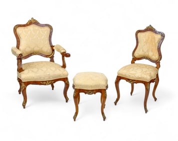 Louis XV style walnut 5 piece parlor set.