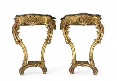 2 Louis XV style gilt pier tables.