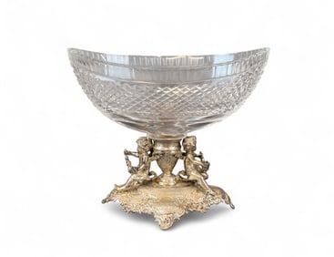 Continental silver and glass compote.
