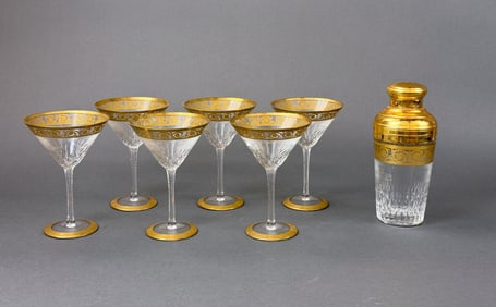 St. Louis "Thistle" cocktail shaker & 6 glasses