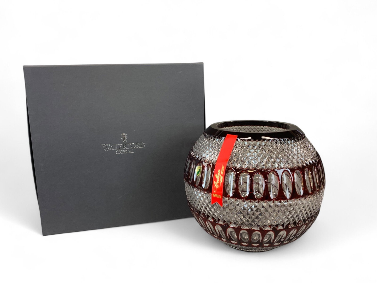 Waterford Colleen prestige ruby rose bowl.: A Waterford Colleen 60th anniversary prestige ruby rose bowl. In original box. 10 1/2" x 11 1/2".