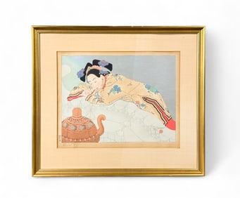 Jacoulet, "Fumes de Santal," Woodblock, 1948.