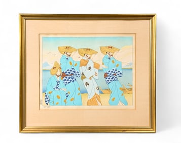 Jacoulet, "Danses D'Okesa," Woodblock, 1952.