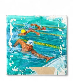 Tony Kokinos, Swimming, Gouache.