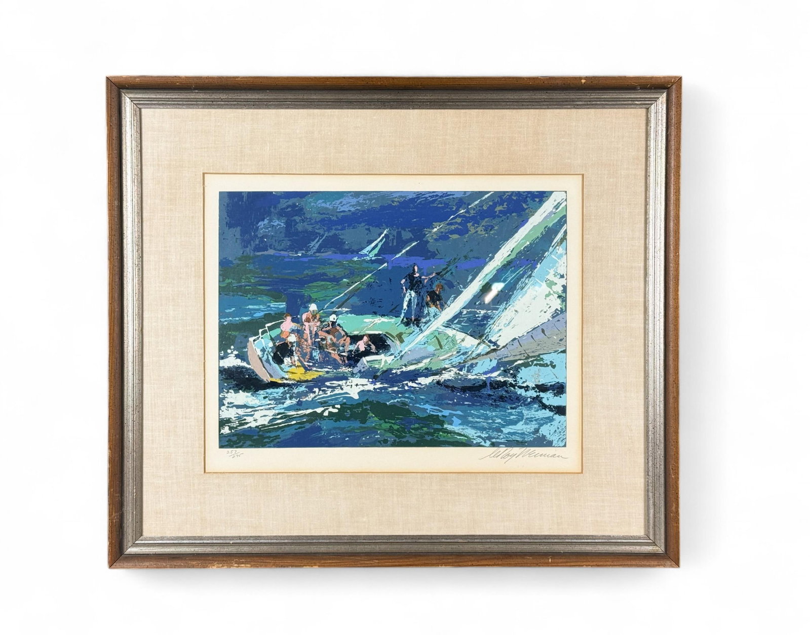 LeRoy Neiman, "Sailing," Serigraph.: Neiman, LeRoy (American, 1921-2012). "Sailing." Serigraph. No. 257/275. Pencil signed and editioned. Sight: 13" x 17 1/2". Frame: 24 1/2" x 28 1/2".