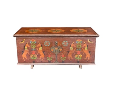 Pennsylvania Dutch pine blanket chest.