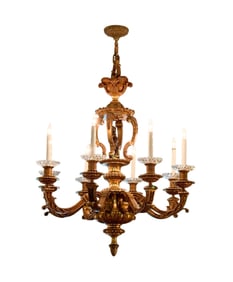 Baroque style gilt chandelier.