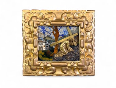 Pietra Dura of Christ carrying the cross, 20th c.